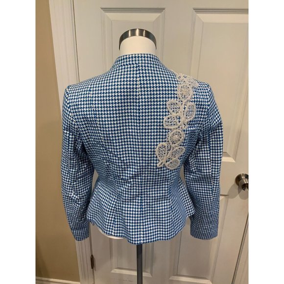 Creatures Of The Wind Jepy Blue & White Houndstooth Jacket, Size 2 - Picture 8 of 10